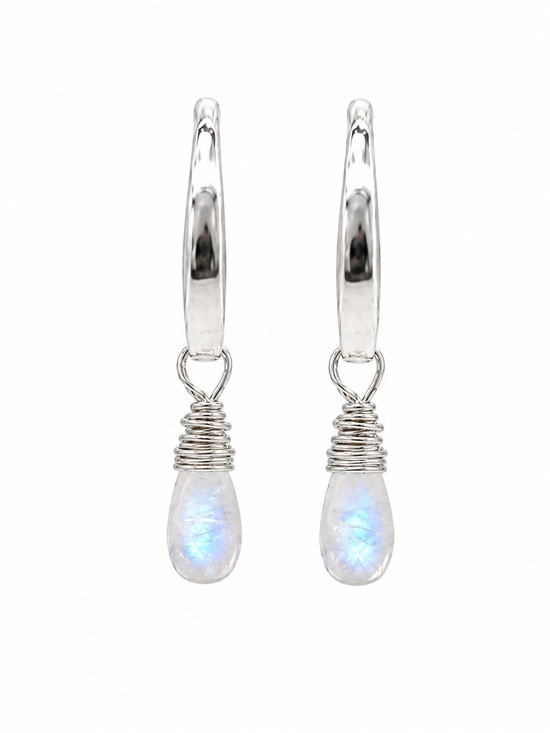 HK0048 Moonstone Hook Earrings (S925)